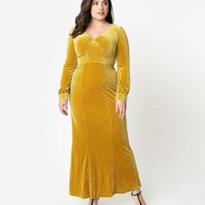 Voodoo vixen velvet 1930’s gown yellow